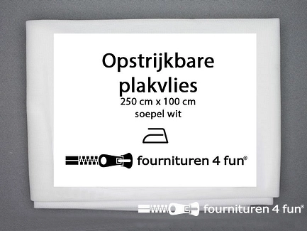 20 stuks opstrijkbare plakvlies 250x100cm - soepel - wit