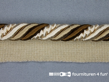 Gedraaid multicolor paspelband 23mm bruin - beige