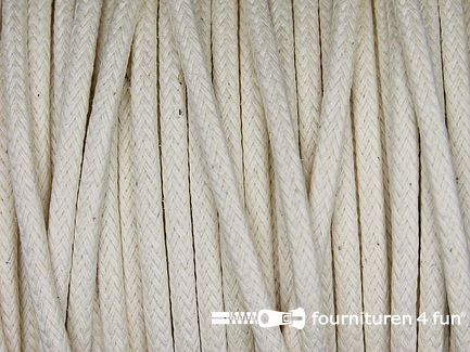 Rol 50 meter katoen wax-look koord 3mm ecru