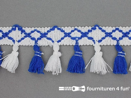 Klosjes franje 45mm blauw - wit