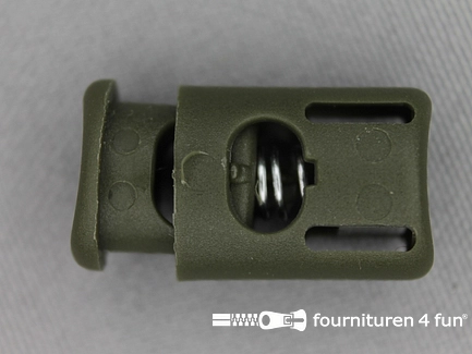 Koordstopper - 25mm - cilinder - met sleufjes - leger groen