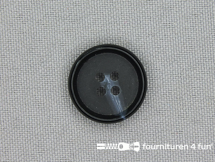 Kunststof design knoop - 18mm - gemêleerd donker blauw zwart