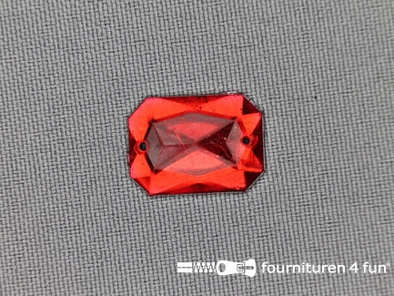 10 Stuks strass steen 12x18mm rechthoek rood 