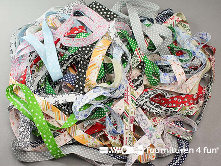 RESTPARTIJ circa 30 meter print biasband - 18mm - meerdere kleuren