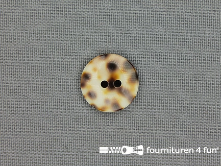 Parelmoer knoop 17mm gevlekt bruin