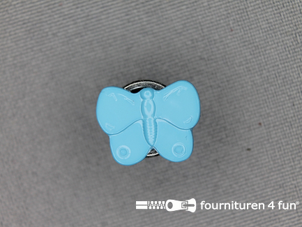 Kinderknoop 16mm vlinder - aqua blauw