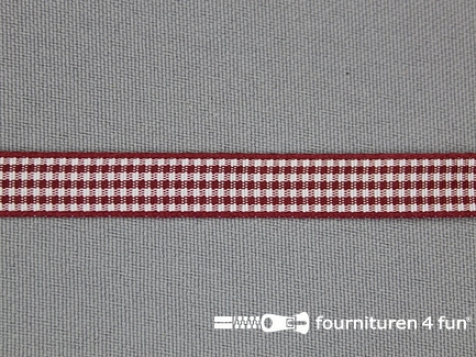 Ruitjes lint - 10mm - bordeaux rood