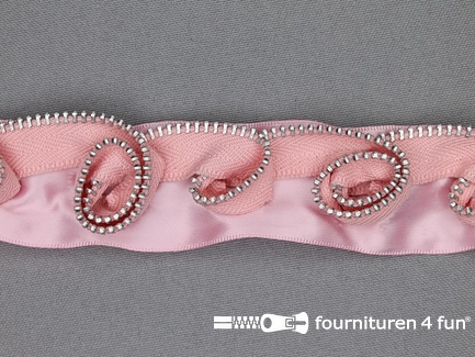 Band deco rits 33mm roze