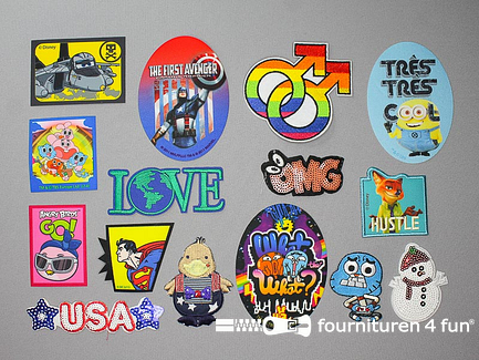 Collectie strijkapplicaties - 15 delige set - opstrijkbare patches