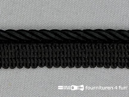 Gedraaid paspelband 15mm zwart