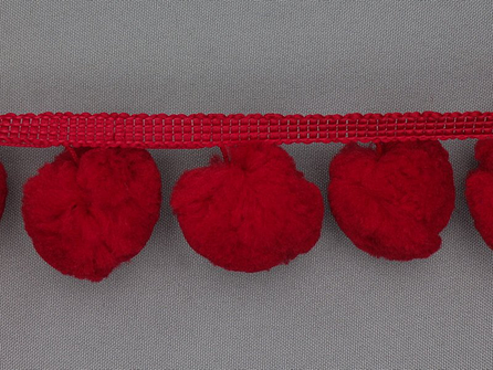 COUPON 1,85cm Pompon band 45mm (bol 30mm) rood