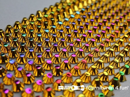 Strass band - Spikes sierband - 95mm - multicolor - goud
