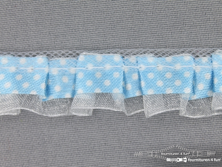 Plisse band 20mm licht blauw-wit gestipt