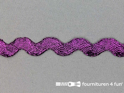 Rol 50 meter zigzag band - 12mm - metallic - paars