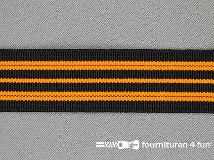 Gekleurd elastiek 20mm zwart - neon oranje