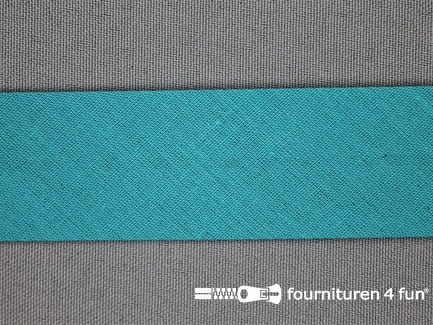 Rol 25 meter katoenen biasband - 30mm - turquoise