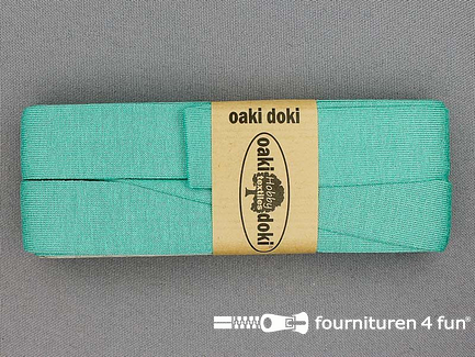Oaki Doki Tricot biaisband - 20mm x 3 meter - aqua groen-blauw (122)