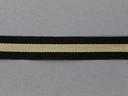 Ripsband met strepen 20mm zwart - beige