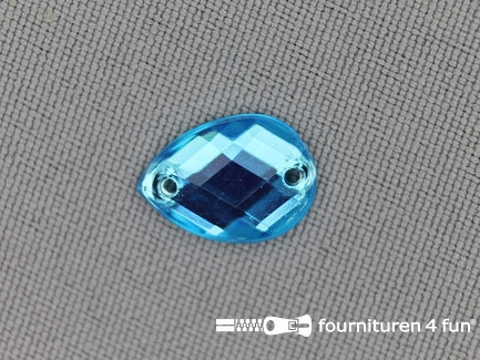 10 stuks Strass stenen druppel 10x14mm aqua blauw