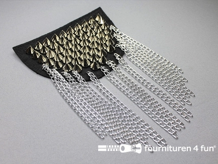 Steampunk schouder epaulet 120x90mm zilver