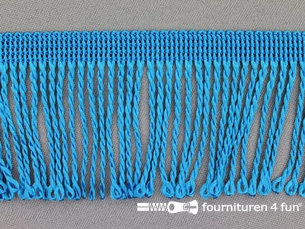 Kaart 25 meter nylon franje - 60mm - aqua blauw