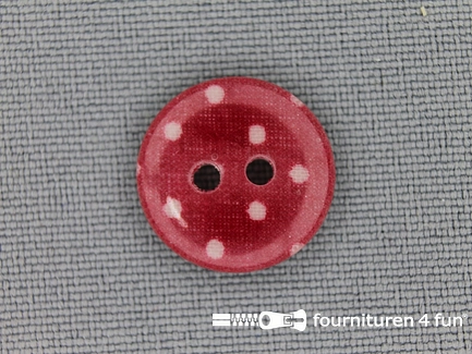 Polkadot knoop 15mm rood - wit