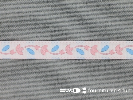 Folklore band 7mm licht roze - blauw