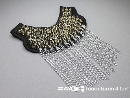 Steampunk schouder epaulet 175x120mm zilver