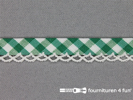 Deco biasband print 12mm ruitjes emerald groen