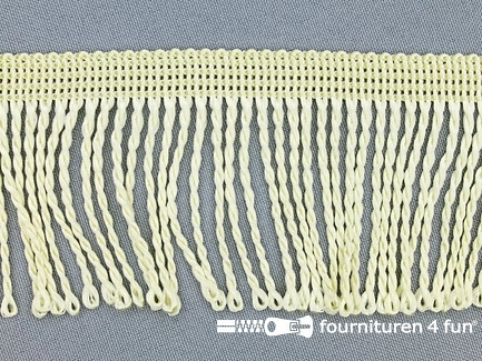 Kaart 25 meter nylon franje - 60mm - ecru geel