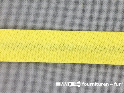Rol 25 meter katoenen biasband - 18mm - licht geel