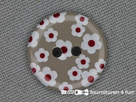Kinder knoop 18mm bloem zand - wit