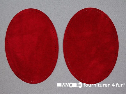 Elleboogstukken / Kniestukken - ovaal - suèdine - 140x100mm - rood