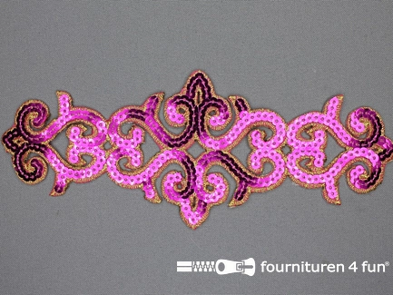 Pailletten applicatie 83x210mm  fuchsia - goud