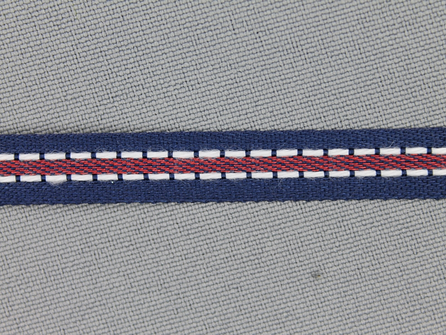 Modern band 8mm stippellijn marine blauw - rood