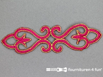 Goud - fuchsia barok applicatie 121x34mm 