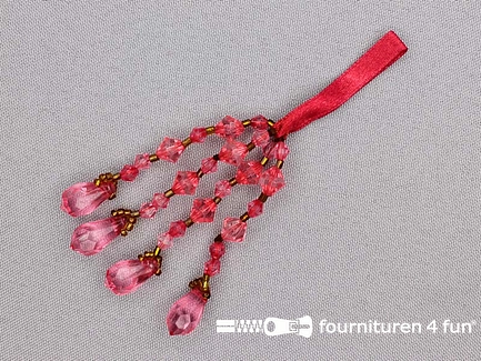 Kwastje met strass steentjes 105mm fuchsia roze