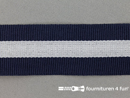 Ripsband met strepen 30mm marine blauw - wit
