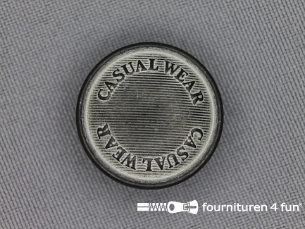 Zwart zilveren knoop 23mm casual wear