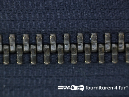 Deelbare bronzen rits 5mm marine blauw