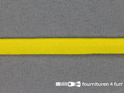 COUPON 12,55 meter (5 stukken, 5,45 + 3,4 + 1,2 + 1,3 + 1,2 meter) Katoenen paspelband 10mm fel geel
