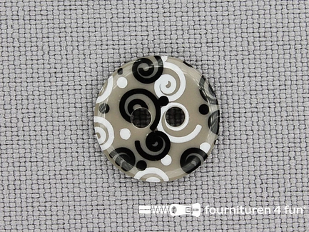 Kinder knoop 12mm krul zand - wit - zwart