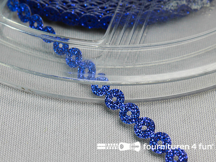 COUPON 12 meter opstrijkbaar glitterband - 7mm - kobalt blauw