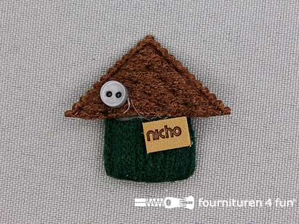 Decoratieve 3D applicatie - 35x30mm - huisje - donker groen - bruin