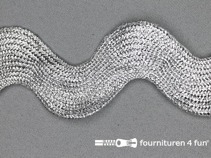 COUPON 4,3 meter (3 stukken, 2,9 + 0,8 + 0,6 meter) Zigzag band zilver XXXL 54mm 