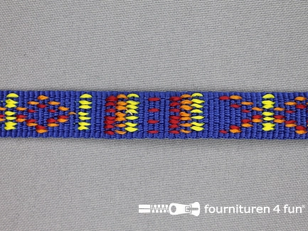 Geweven halsband - aztec motief - 15mm - kobalt blauw