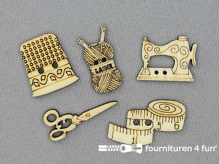 Houten knopen - 5 stuks naaigerei-knopen set