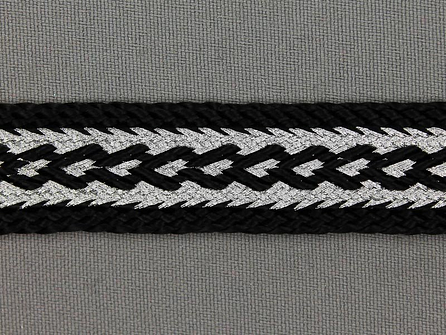 Brokaat band 20mm zwart / zilver