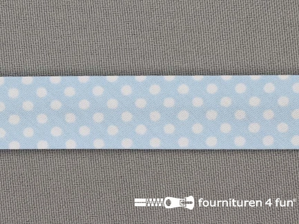 Print bias baby blauw met witte stippen