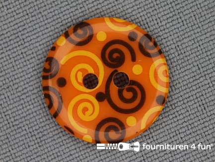 Kinder knoop 18mm krul oranje - geel - bruin